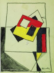 Composizione, 1947, pastello a cera su carta